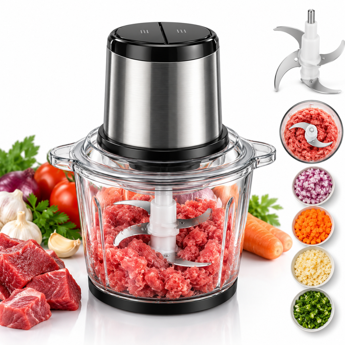 Rabiahab™ Cordless Electric Mini Food Chopper & Garlic Mincer (USB Rechargeable)